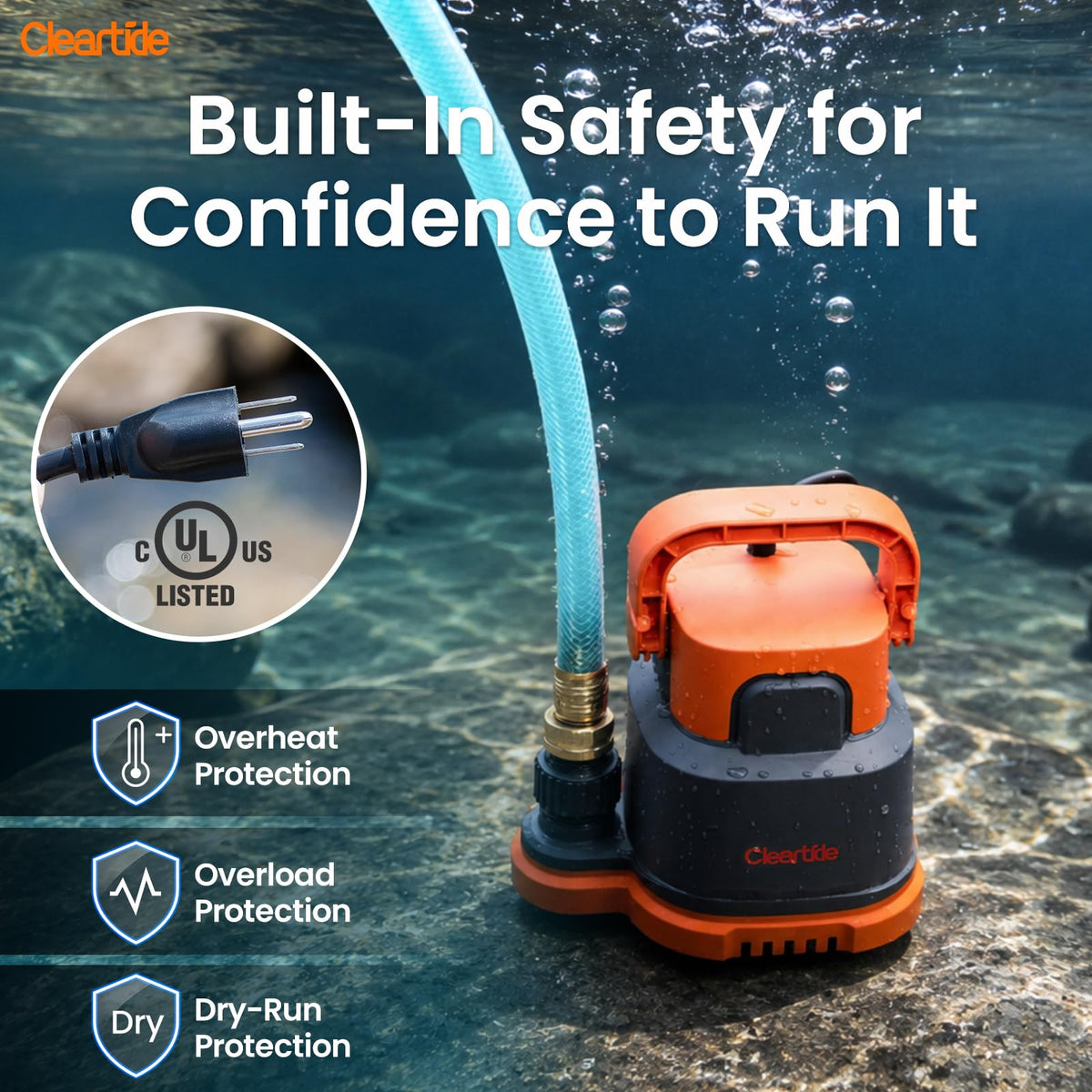Submersible Utility Water Pump, 2400 GPH Portable Sump Pump with Copper Motor, Plug and Work for Pond, Garden Watering, Pool Transfer, Hot Tub