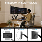 HUANUO Dual Monitor Stand for 13″–40″, Premium Dual Monitor Mount with USB, Height Adjustable Monitor Stand for 2 Monitors, VESA Mount with
