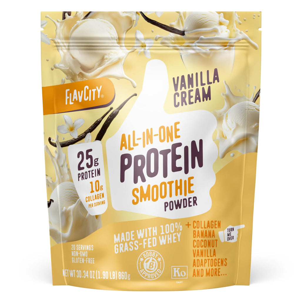 FlavCity All-in-One Protein Smoothie Powder, Vanilla, 20 Servings
