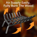 Mr IRONSTONE Fireplace Grate 24 inch Solid Steel Heavy Duty Firewood Log Burning Rack Fire Grates for Outdoor Kindling Tools Pit Indoor Fireplace Log