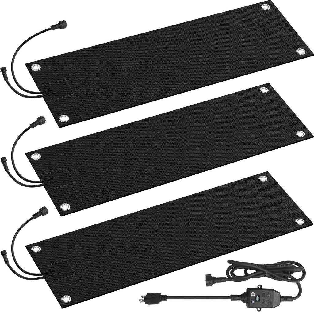 3 Pcs Heated Snow Melting Mats,10x30 in No-Slip Rubber Heated Outdoor Mats