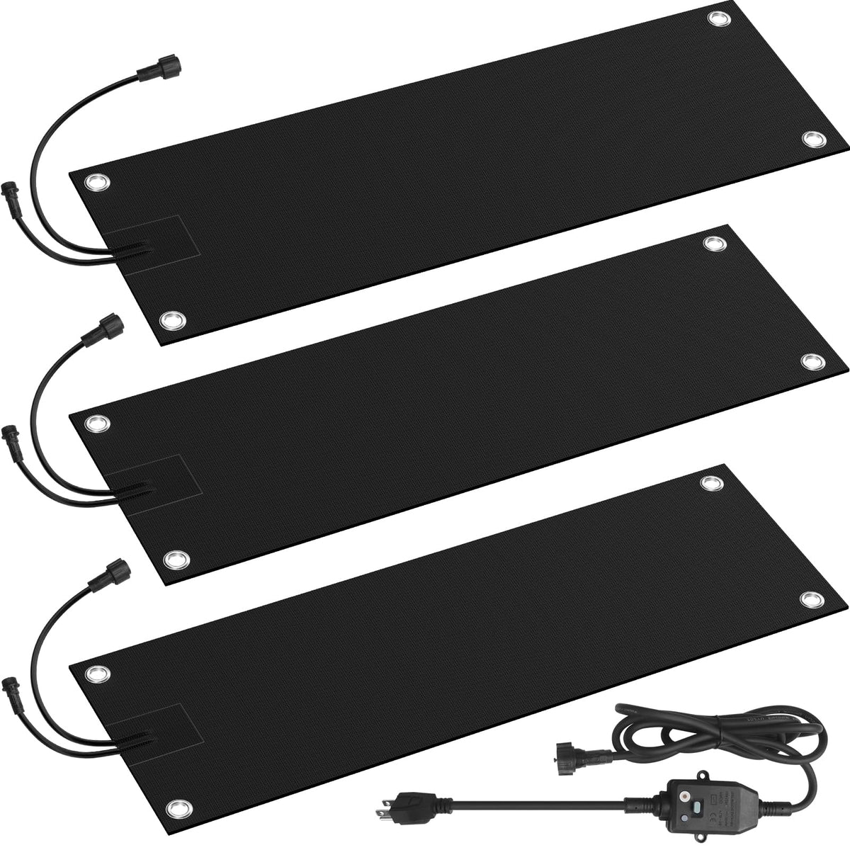 3 Pcs Heated Snow Melting Mats,10x30 in No-Slip Rubber Heated Outdoor Mats