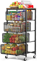 Kitchen Storage Cart with Drawers,Metal Snack Cart Organizer,Black