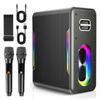 Portable Karaoke Machine, with 2 Wireless Microphones & LED Party Lights
