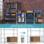 M MZG 1750 LBS Storage Shelves 5-Tier Utility Shelving Unit Steel Organizer Wire Rack for Home,Kitchen,Office,Garage, Capacity 17.7" D x 47.2" W x