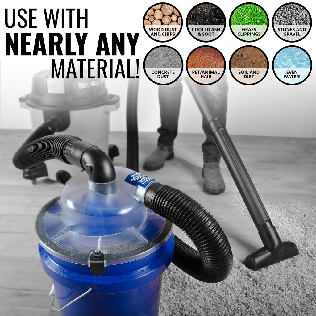 Dust Deputy Low-Pro Plus Cyclone Dust Separator – Engineered High Flow Wet/Dry Vacuum Kit – Fits Standard 5 Gallon Buckets – 2.5" Adapter & 3' Hose