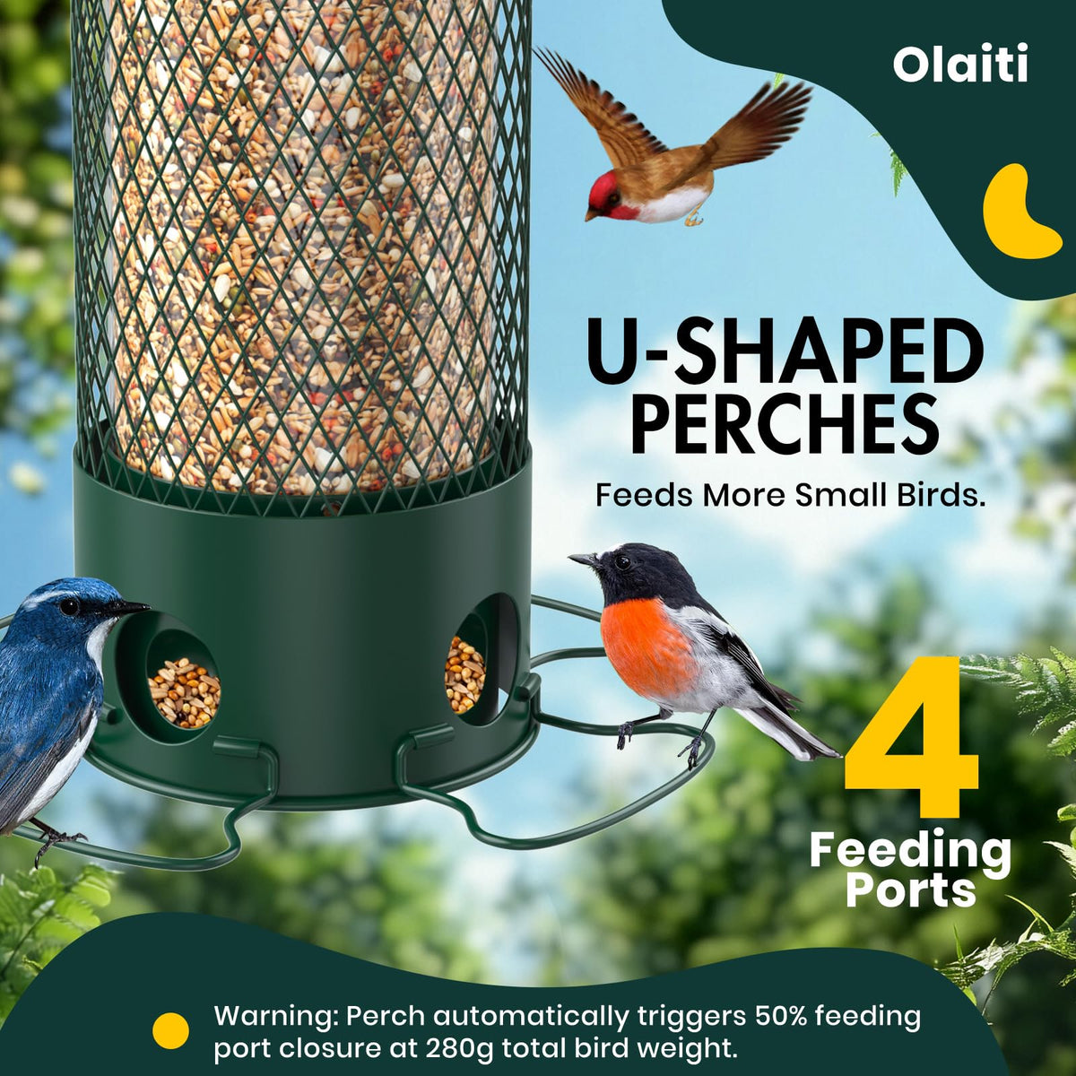 Metal Squirrel Proof Bird Feeder for Outdoors Hanging,Weight Activated,3 LB