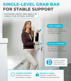 Stander Single Handle Non-Rotating Floor to Ceiling Grab Bar, No-Drill Tension Mounted Transfer Pole for Seniors, Bath Safety & Bedside Assist Rail