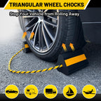 Wheel Chocks (2pair/4pack with Rope) for RV Trailer Camper Truck Car Aircraft, Versatile Heavy Duty Rubber Wheel Chocks Block with 3 Reflective