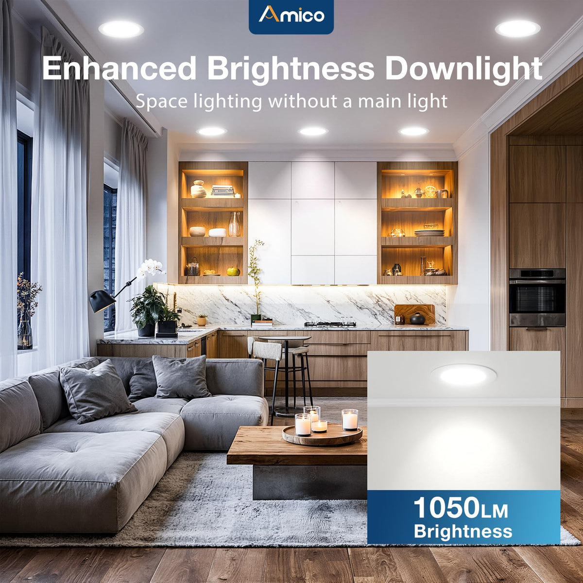 Amico 24 Pack 6 Inch Ultra-Thin LED Recessed Ceiling Light, 5CCT, 1050LM