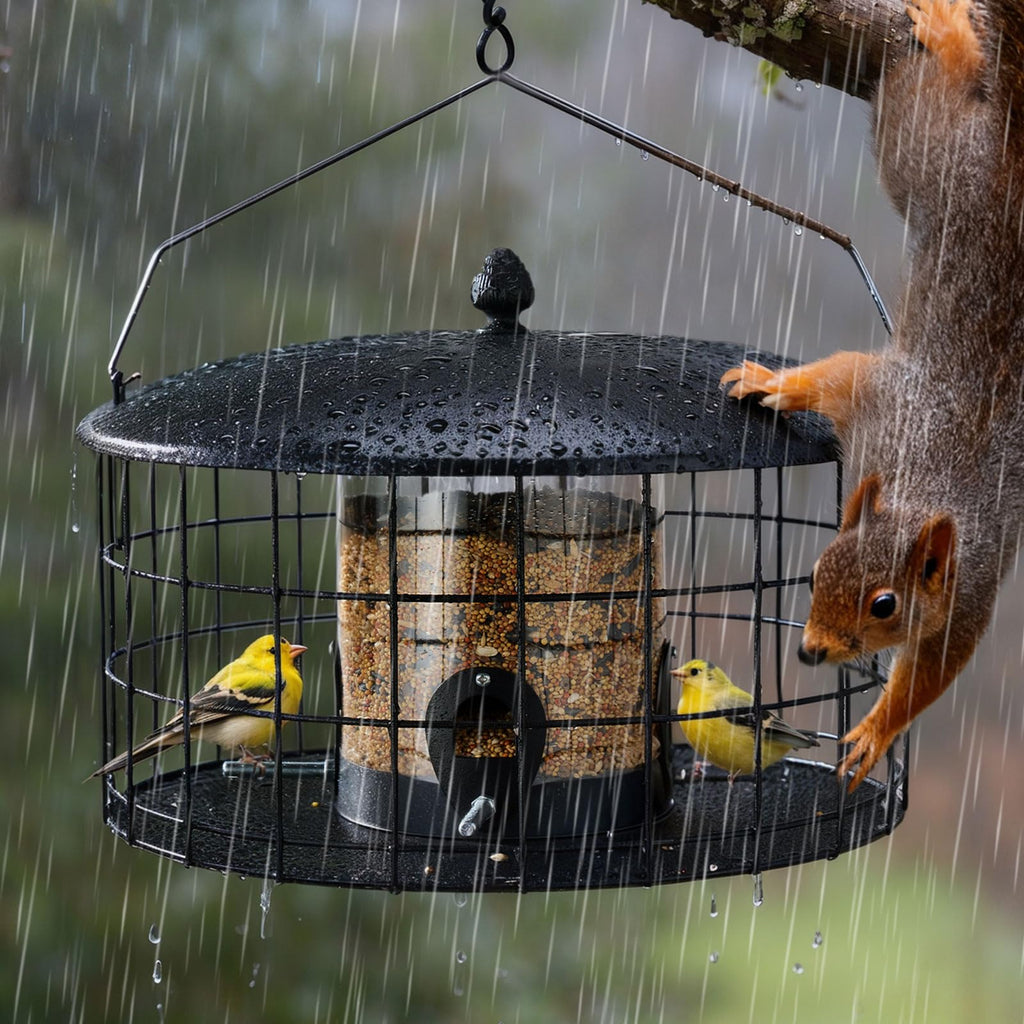 Veehoo Squirrel Proof Bird Feeders for Outdoors Hanging, Extra Wide 11.8"