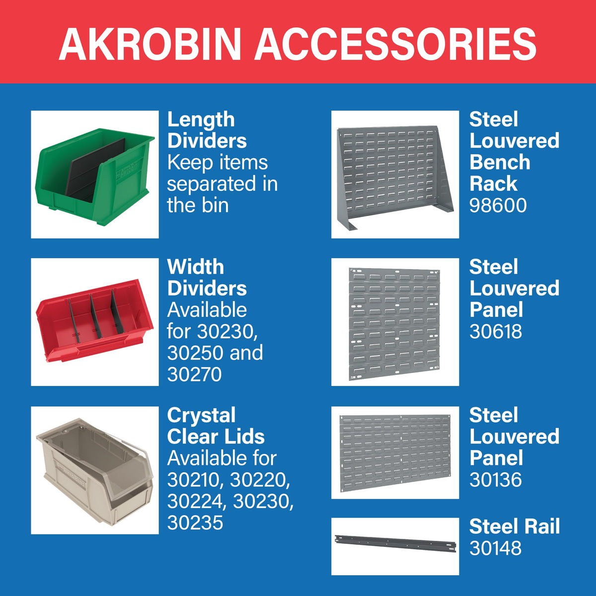 Akro-Mils 30235 AkroBins Plastic Storage Bins, 11"x11"x5", Clear, 6-Pack
