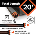 Camco RhinoEXTREME 20’ Camper/RV Sewer Hose - RV Accessories Include 360° Clear Swivel Wye Fitting & Removable 4-in-1 Adapter for Storage and