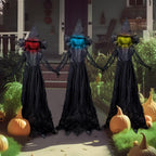 JOYIN Halloween Witch Decorations Outdoor Yard Stakes 3 Pack, 4.2 FT Multicolored Light Up Scary Flying Witch with Sound Activation, for Halloween