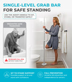 Stander Single Handle Non-Rotating Floor to Ceiling Grab Bar, No-Drill Tension Mounted Transfer Pole for Seniors, Bath Safety & Bedside Assist Rail