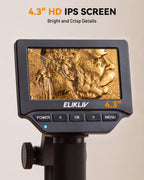 Elikliv Microscope, 4.3" Digital Coin Magnifier with Lights for Adults