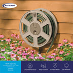 Suncast Sidewinder Wall Mount Garden Hose Reel, 100 Feet Capacity for 5/8 Inch Standard Vinyl Hosepipe, Light Taupe – Resin Water Line Holder for