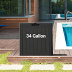 34 Gal Outdoor Storage Box Waterproof Lockable,Deck Box,Black