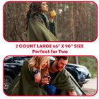Ever Ready First Aid Olive Drab Green Warm Fire Retardant Blanket, 66" x 90" (80% Wool) – US Military Style, Heavy-Duty Survival & Emergency Blanket