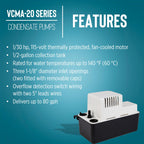 Little Giant VCMA-20ULS 115 Volt, 80 GPH, 1/30 HP Automatic Condensate Removal Pump for HVAC/Refrigeration Systems/Dehumidifiers with Overflow
