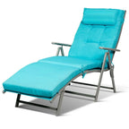 7 Position Folding Outdoor Chaise Lounge Chair With Cushion And Pillow