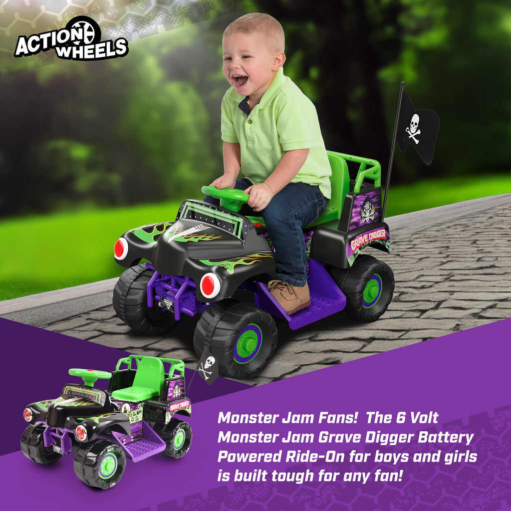 6V Grave Digger Ride on Car Monster Truck Monster Jam Graphics for Boys & Girls 18-36 Months