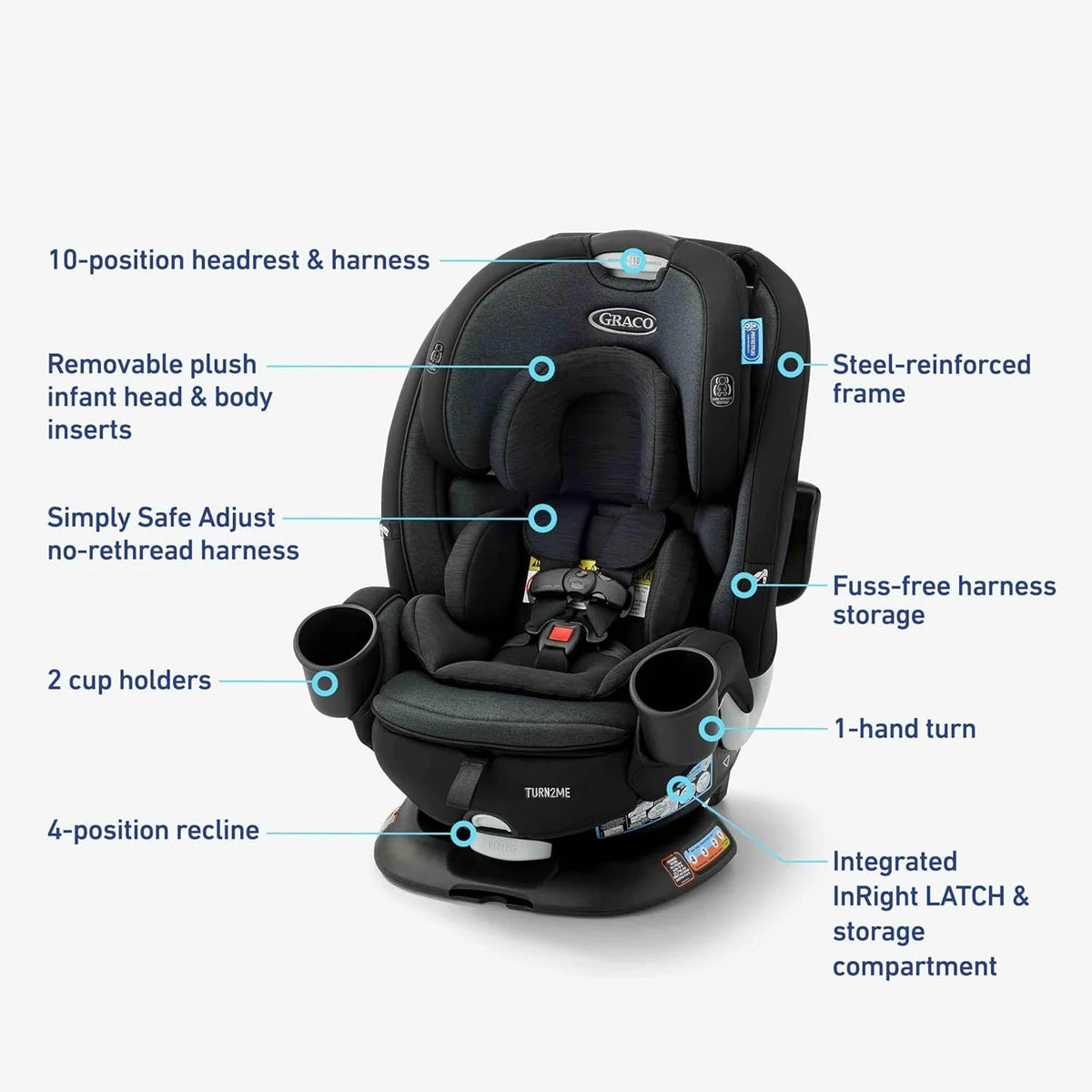 Graco Turn2Me 3-in-1 Rotating Convertible Car Seat, Cambridge 2.0 - 2215451