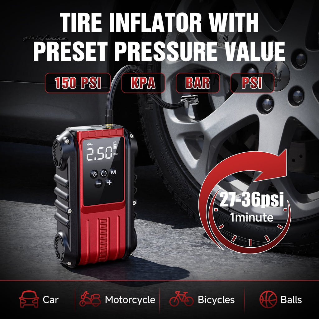 Lolseas Car Jump Starter with Air Compressor, 4500A Car Battery Jump Starter for 9.0L Gasoline/8.0L Diesel Engines, 150PSI PortableTire Inflator