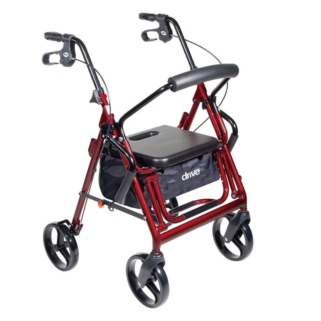 Duet Rollator/Transport Chair Burgundy, 26 L x 25-1/2 W x 37 H, 8 (Wheel), 300 lb