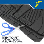 Goodyear 5-Piece Deep Dish All-Weather Rubber Floor Mats – Heavy Duty Waterproof Universal Trim-to-Fit Car, SUV & Truck Floor Liners – Black