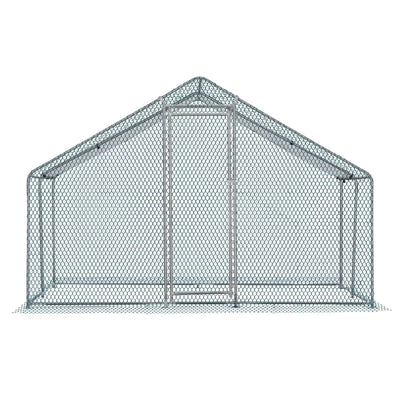10 x 10 ft Metal Chicken Coop Walk-In Poultry Cage With Waterproof Cover