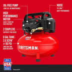 6 Gallon Oil-Free Pancake Air Compressor Kit - 150 PSI