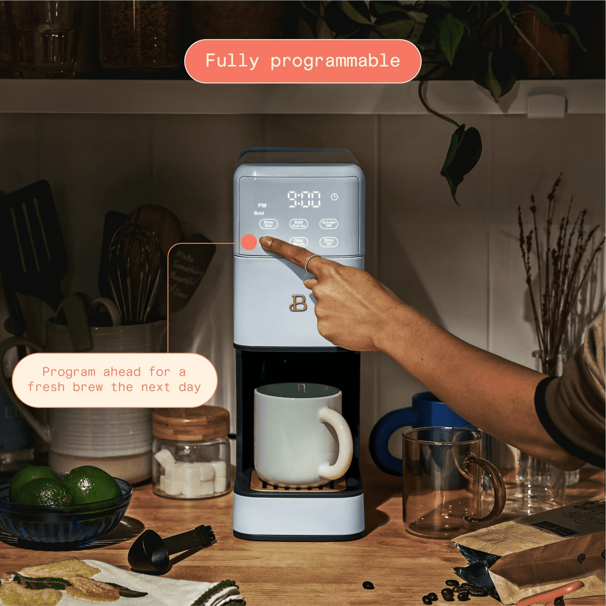 Beautiful Perfect Grind Programmable Single-Serve Brewer, Cornflower Blue
