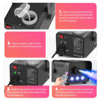 Halloween Fog Machine 500W RGB LED Smoke Machine Stage Lighting Effect with Remote Control for Halloween Wedding DJ Show Concert Bar Party