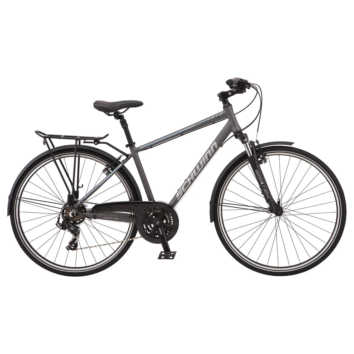Schwinn Network 6c Hybrid Bike, 21 Speeds, Large 19.5 in Men's Style Frame, 700c Wheels, Grey