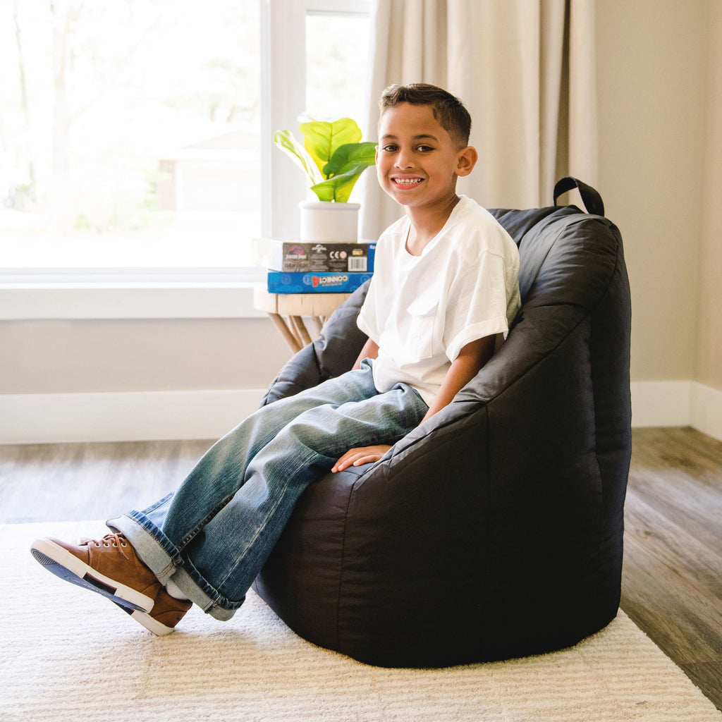 Big Joe Joey Bean Bag Chair for Kids/Teens, 2.5 ft Smartmax Lounge Chair, Easy-Clean & Lightweight, Black