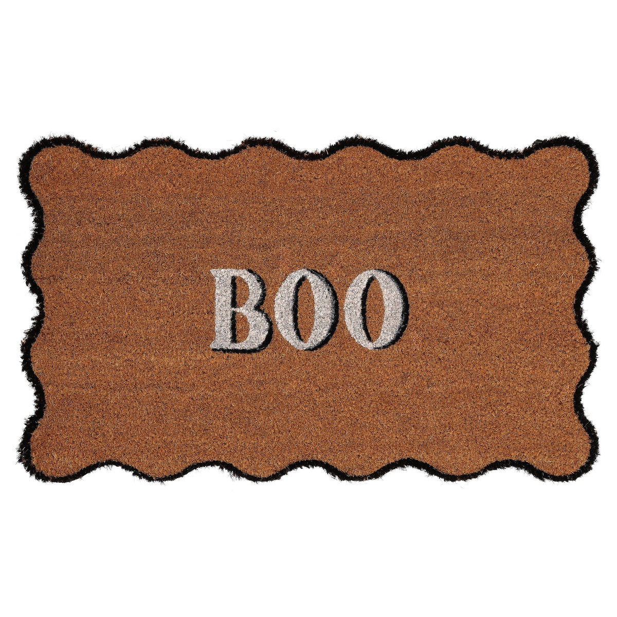 My Texas House Halloween Multicolor Scallop Boo Outdoor Coir Doormat, 18" x 30"
