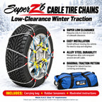 Peerless Chain SZ143 Super Z6 Snow Cable Tire Chain for Cars, Trucks, and SUVs, 1 Pair of Chains and Tighteners