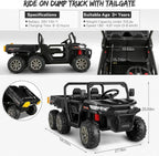 24V 6-Wheel UTV Ride-On With Dump Bed And 4WD Power