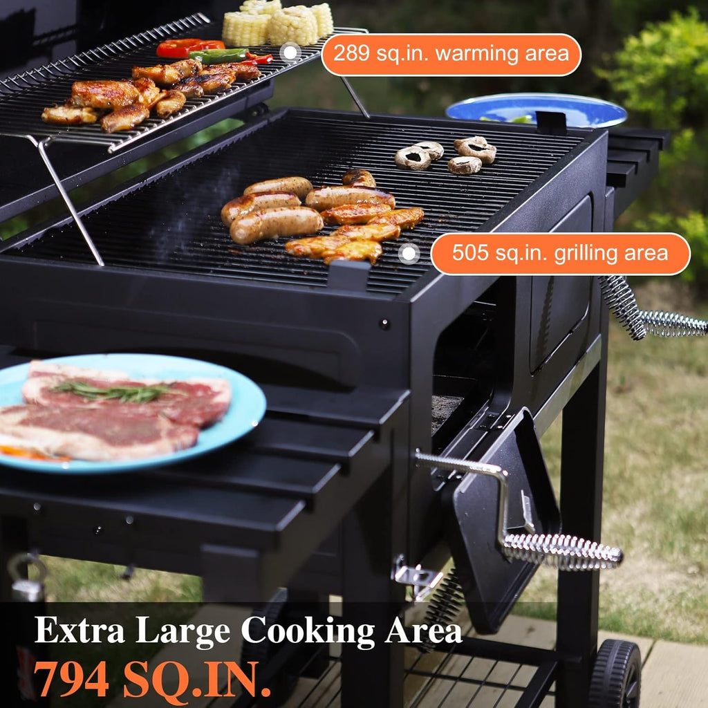 Sophia & William Charcoal BBQ Grill, 794 Sq. In. Cooking Area, 2 Lifting Charcoal Trays, Black