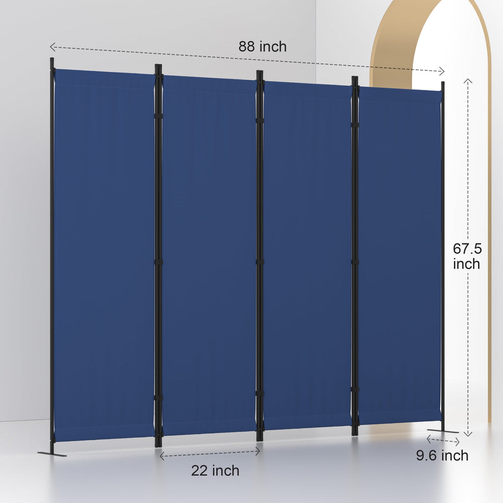 GOJOOASIS Room Divider, 4-Panel Folding Privacy Screen, 88in Portable Separating with Metal Feet, Partition Room Dividers