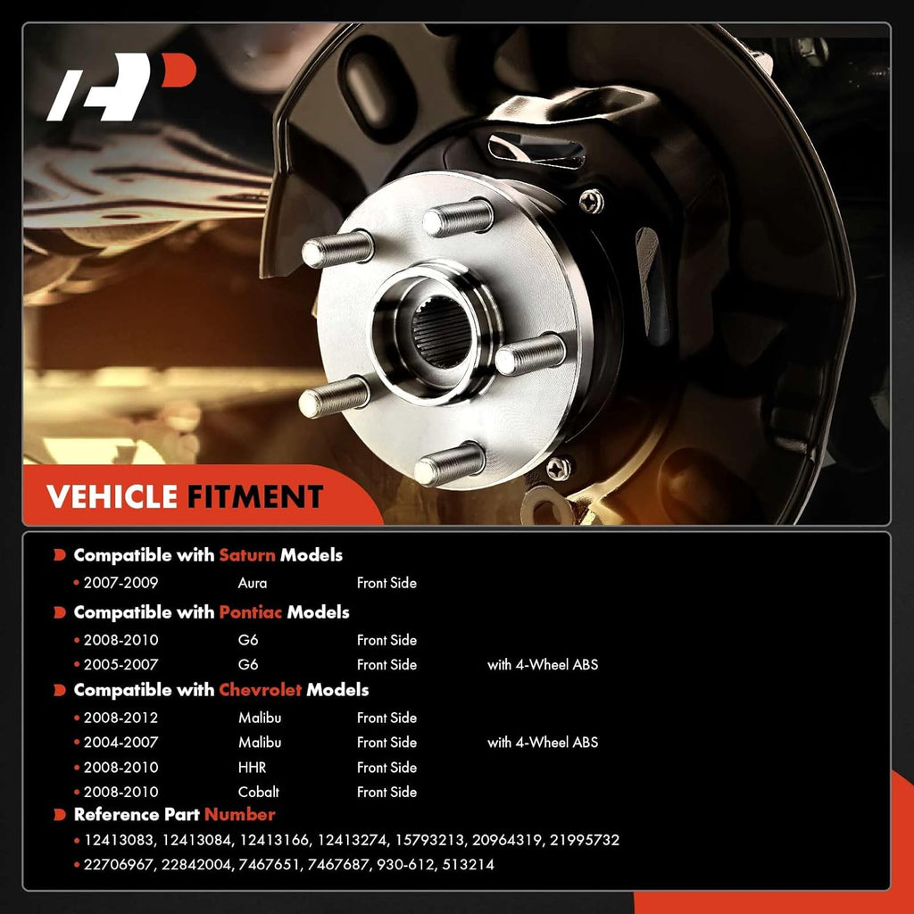 A-Premium Wheel Hub and Bearing Assembly Compatible with Chevrolet Malibu 2004-2012 HHR Cobalt 2008-2010 Pontiac G6 2006-2010 Saturn Aura Front Left