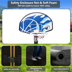 Trampoline With Enclosure Net And Adjustable Basketball Hoop - 8ft, 10ft, 12ft, 14ft, 15ft, 16ft