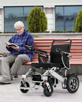 VERPAL Foldable Power Wheelchair, 25 Miles, 500W Dual Motors, 38in D x 25in W x 37in H - Silver Gray