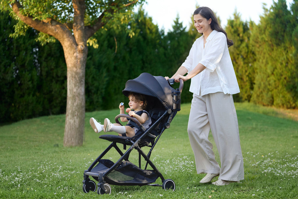 Parent's Choice Baby Stroller, One-Hand Quick Fold, Full-Reclining Backrest, Compact Lightweight Design, Black