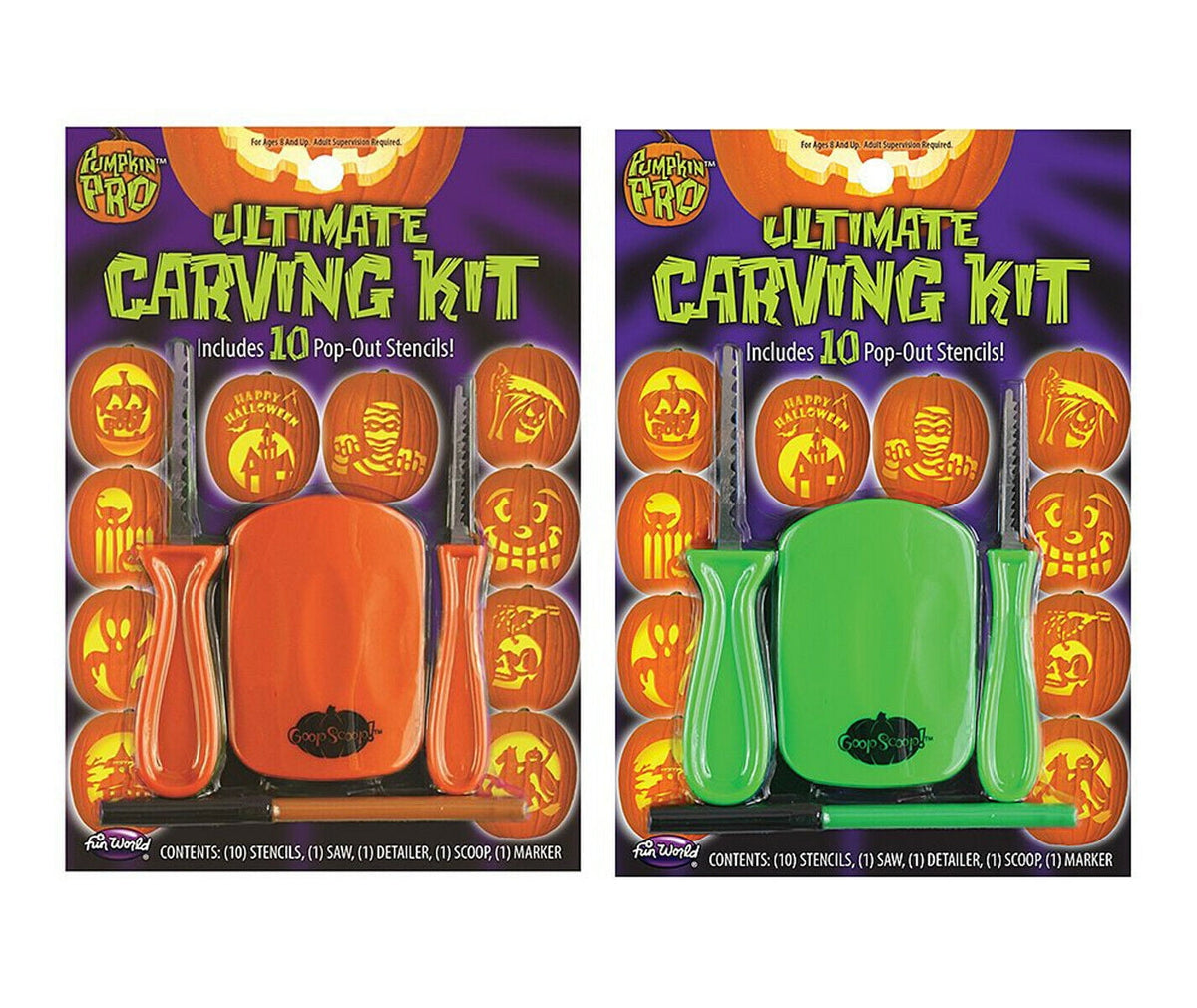 Fun World Ultimate Pumpkin Carving Kit, 14 Piece, Includes 10 Stencils and Tools