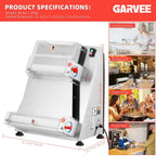 Commercial Pizza Dough Roller Sheeter, 370W, Stainless Steel, Max 16