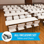 Lifetime Folding Table And Chair Set, 12 8-Foot Tables And 96 Chairs - Pack Of 108