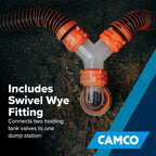 Camco RhinoEXTREME 20’ Camper/RV Sewer Hose - RV Accessories Include 360° Clear Swivel Wye Fitting & Removable 4-in-1 Adapter for Storage and