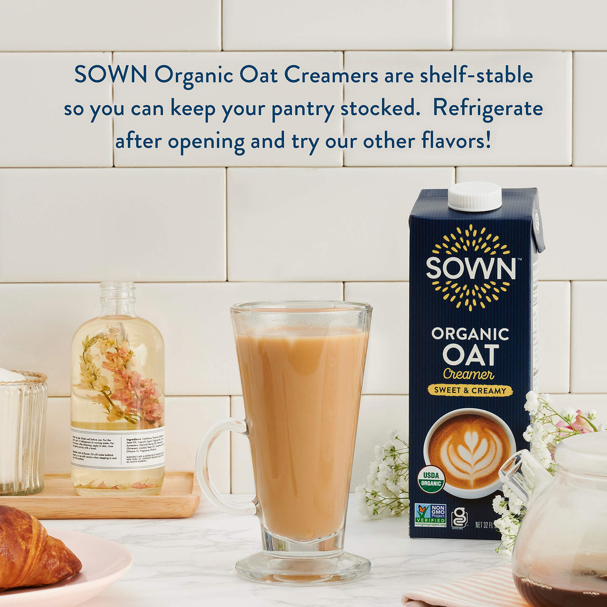 SOWN Organic Oat Creamer Sweet & Creamy - Barista Oat Milk Non Dairy Coffee Creamer - Plant Based, Dairy-Free, Vegan, Gluten-Free, Non-GMO, Shelf